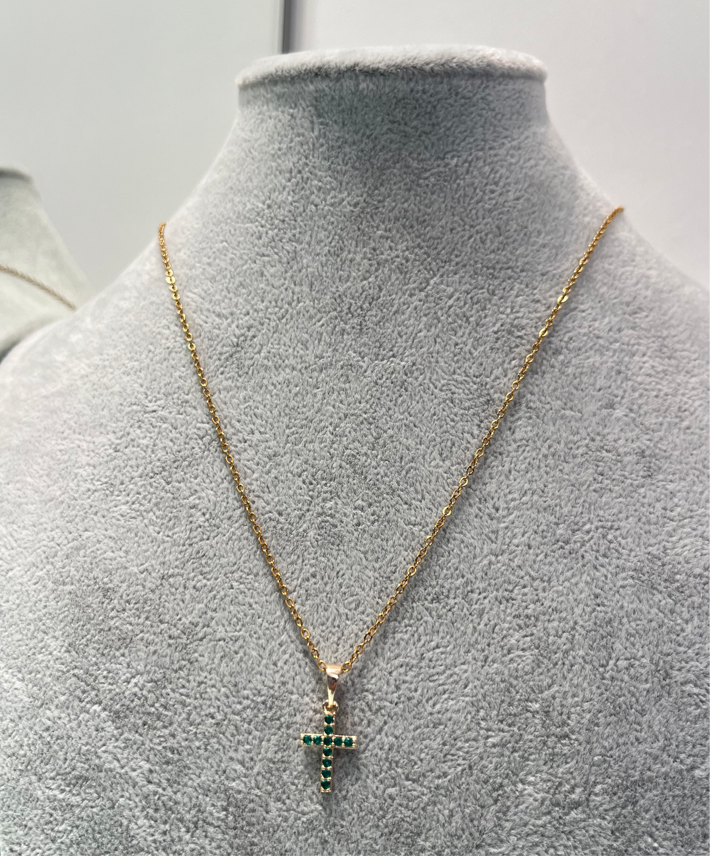 necklace Cross Green