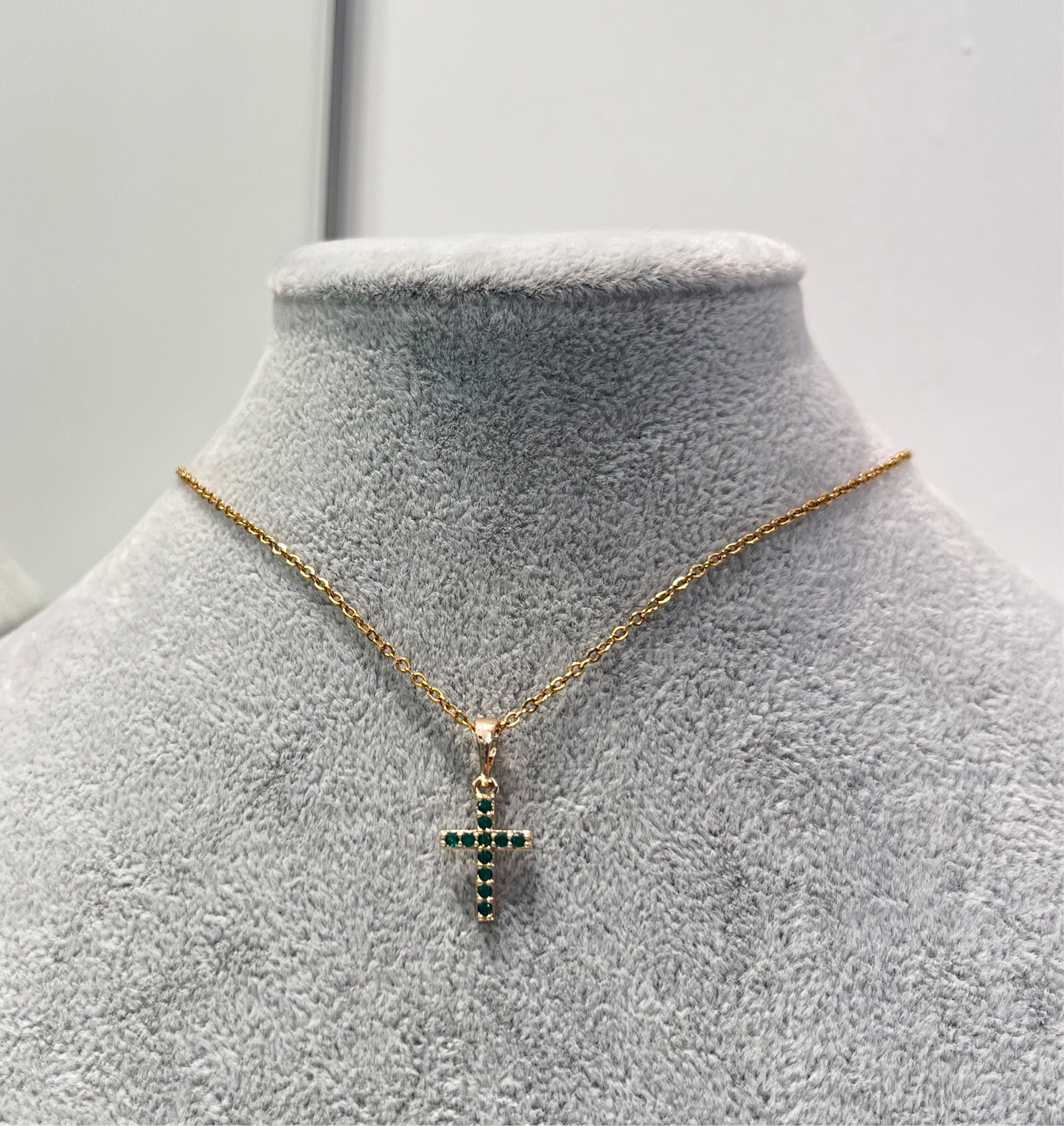 necklace Cross Green