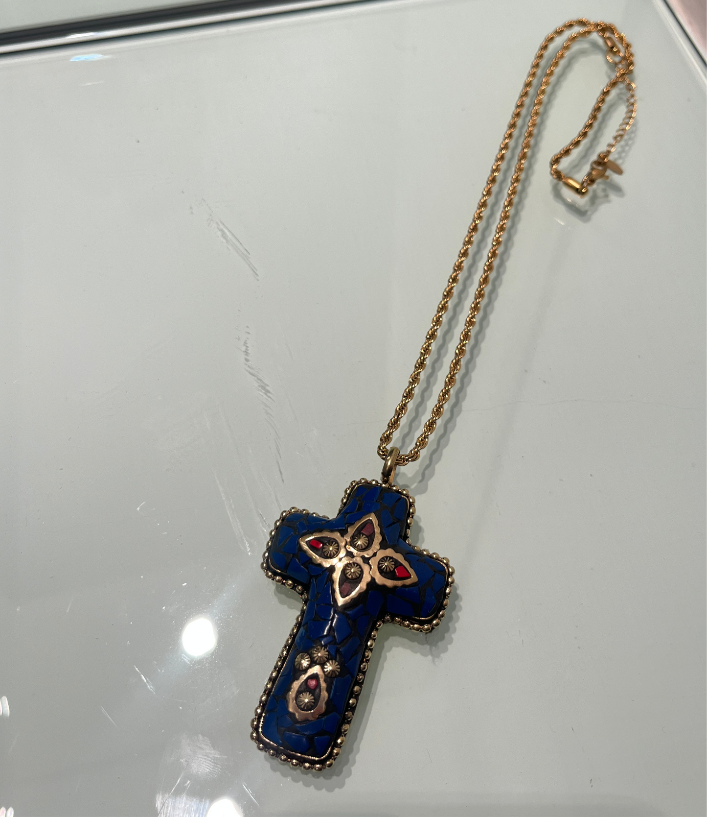 Blu Big Indian Cross necklace