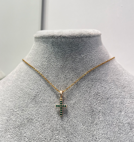 necklace Cross Green