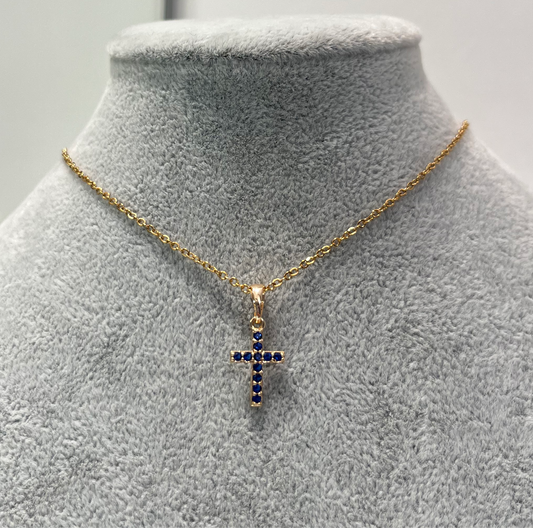 necklace Cross Blu